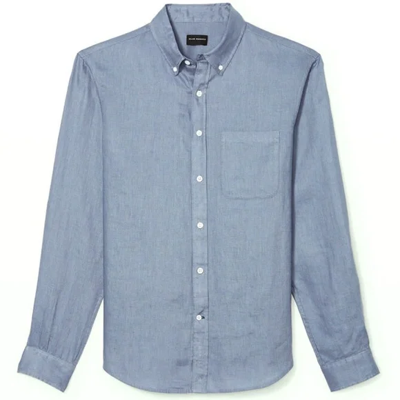 Long Sleeve Solid Linen Shirt - Brand New - NEVER WORN - Medium Blue